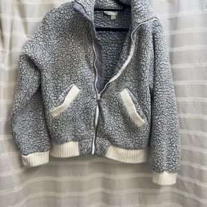 Anthropologie Gray and Cream Sherpa Jacket